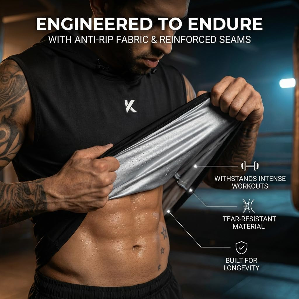 Sauna Shirt for Men Hoodie - Heat Trapping Sauna Suit Sweat Vest Hoodies, Sweat Suit Top for Fitness, Workouts