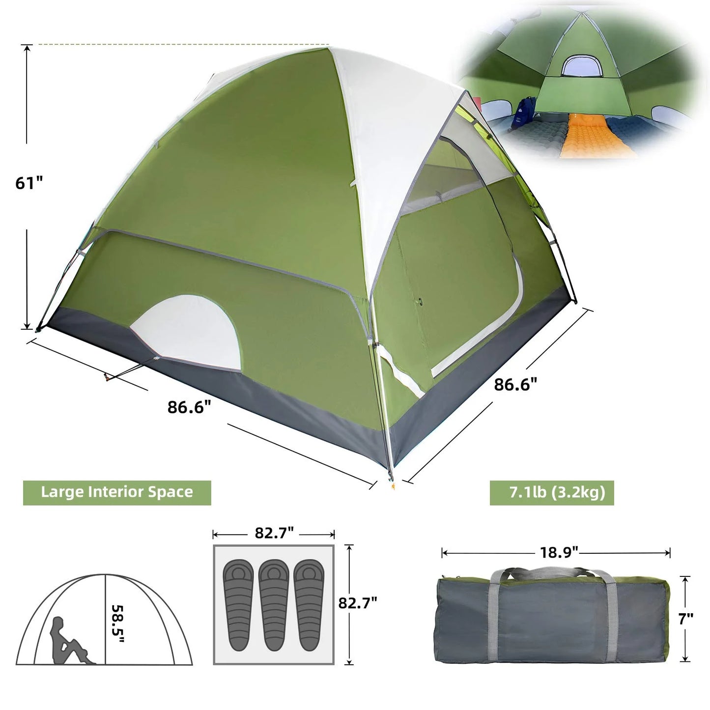 2/4 Person Tents for Camping - Lightweight Outdoor Camping Tents 7.2 Lb
