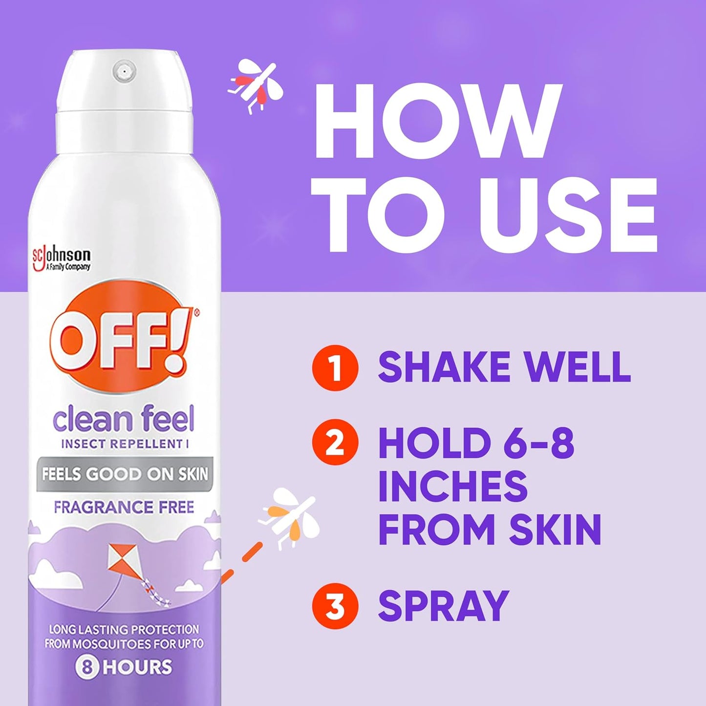 OFF! Clean Feel Insect Repellent Aerosol with 20% Picaridin - Long-Lasting Deet-Free Protection from Mosquitoes, Fragrance-Free Pest Control for Ticks & Flies, Camping, Bug Spray - 5 Oz (Pack of 2)