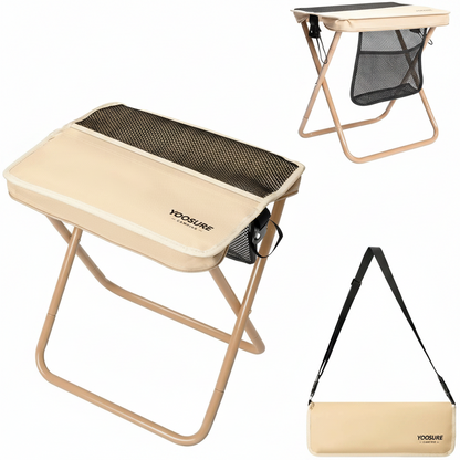 11.5" Tall Compact Collapsible Stool, Portable Folding Camp Stool with 2 Side Pockets, Lightweight Mini Folding Stool for Adults, Small Backpacking Stool for Fishing Hiking Trips