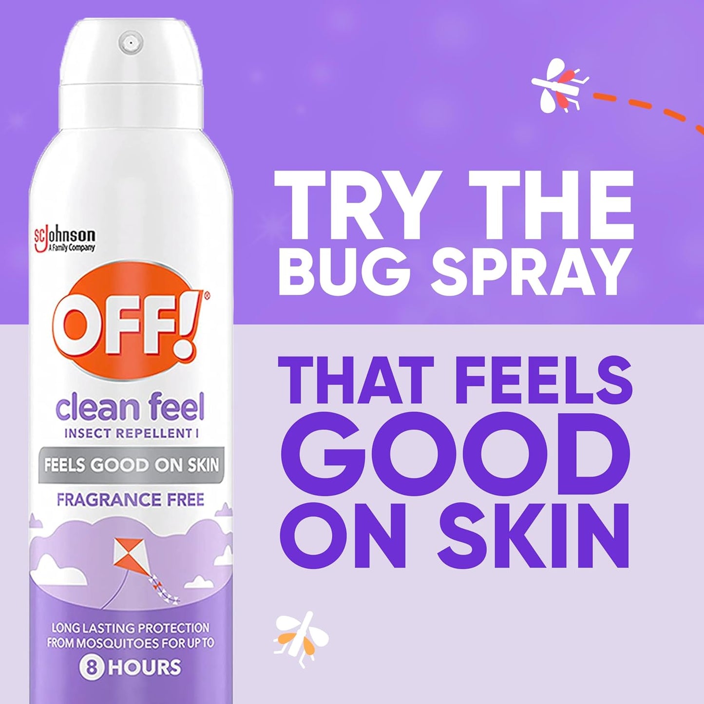 OFF! Clean Feel Insect Repellent Aerosol with 20% Picaridin - Long-Lasting Deet-Free Protection from Mosquitoes, Fragrance-Free Pest Control for Ticks & Flies, Camping, Bug Spray - 5 Oz (Pack of 2)