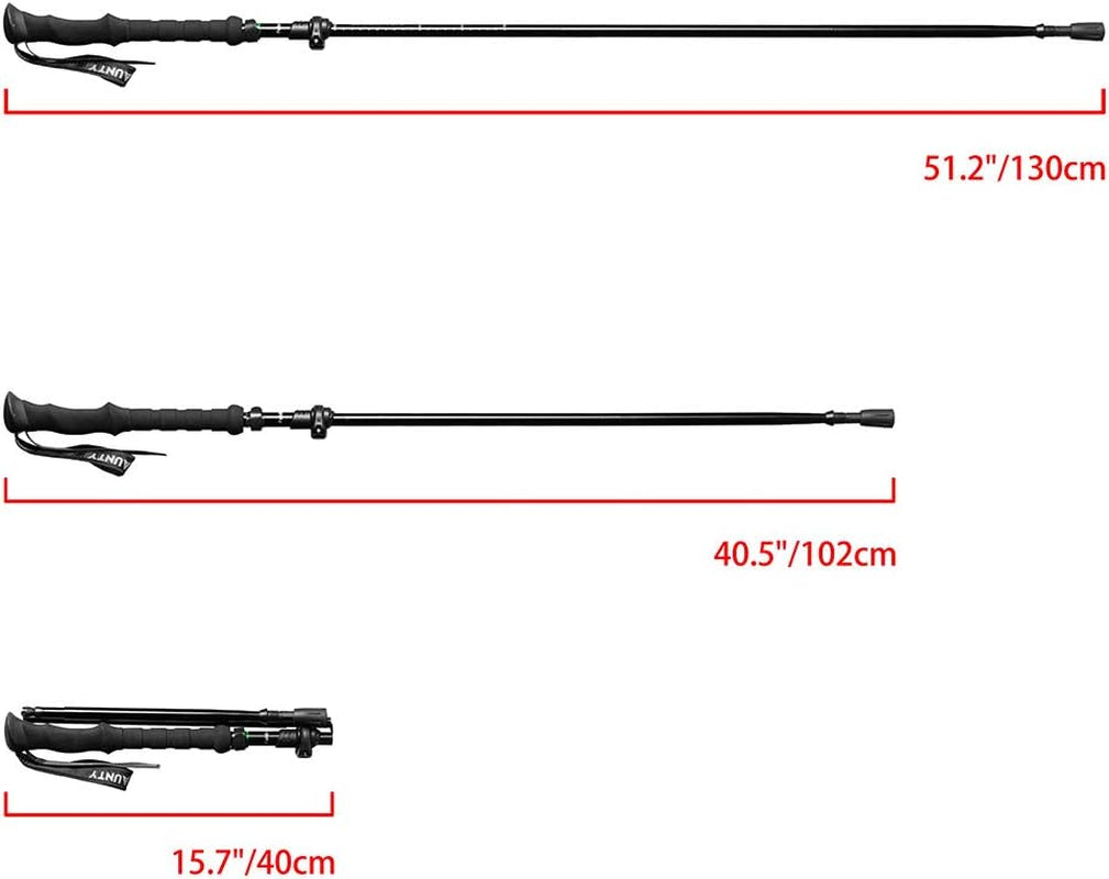 Travel Folding Trekking Hiking Pole with Carrying Case,Collapsible Cane Adjustable Walking Stick Portable Mobility Aid for Women Men Hikers Gift,Black