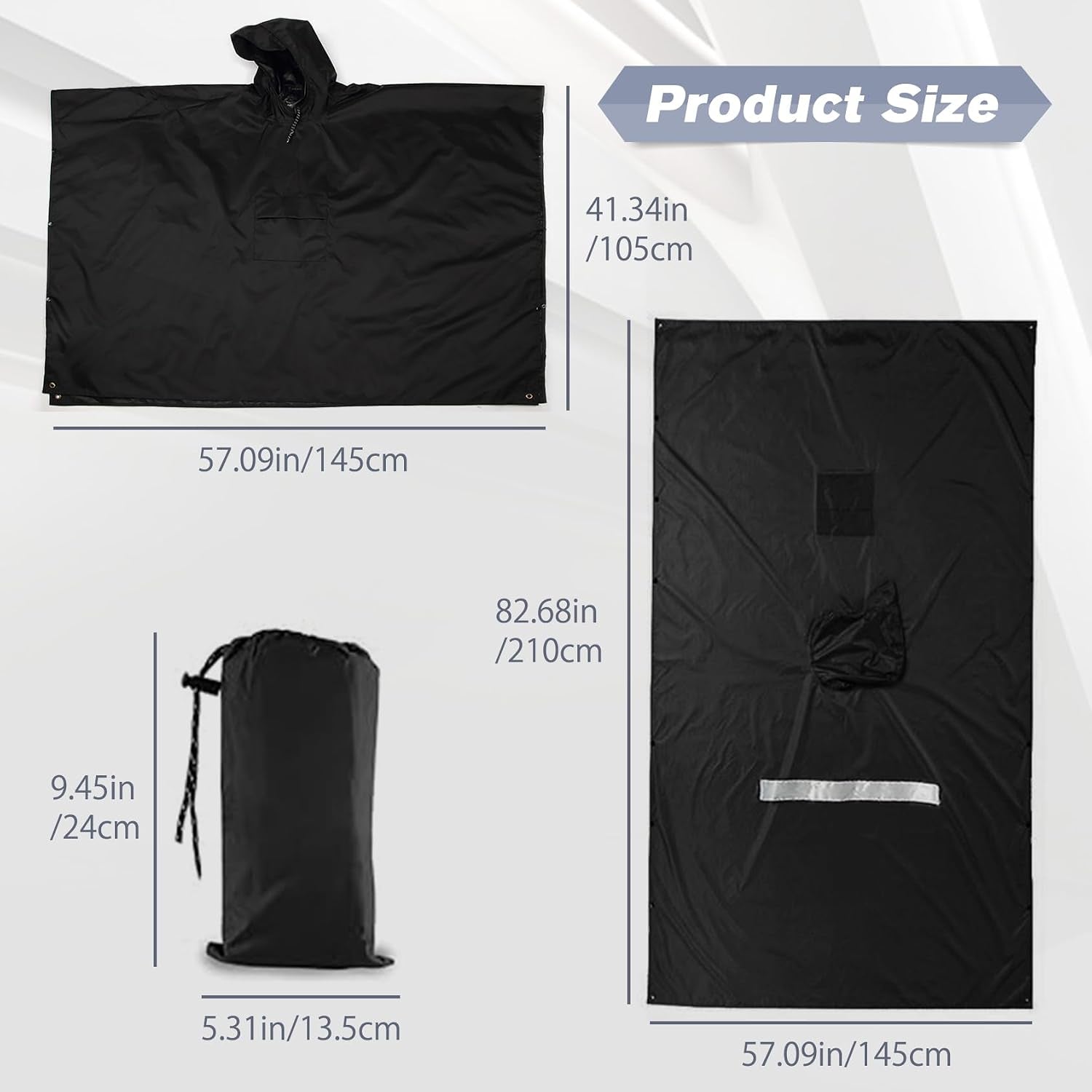 Rain Ponchos for Adults Women and Men, Waterproof Rain Coat Jacket with Hood, Pocket and Reflective Strip, Reusable Raincoat Unisex for Emergency Outdoor Camping Biking Hiking Climbing