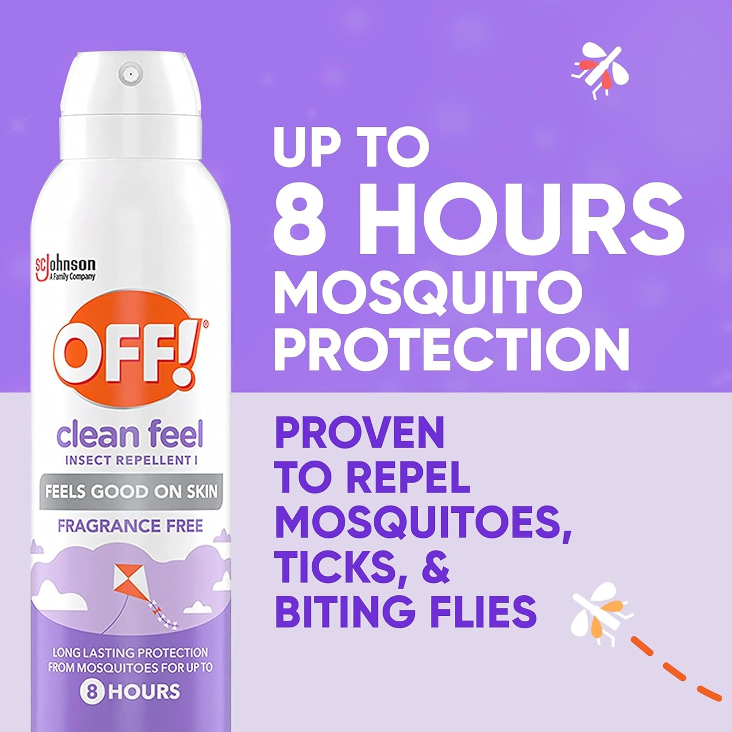 OFF! Clean Feel Insect Repellent Aerosol with 20% Picaridin - Long-Lasting Deet-Free Protection from Mosquitoes, Fragrance-Free Pest Control for Ticks & Flies, Camping, Bug Spray - 5 Oz (Pack of 2)