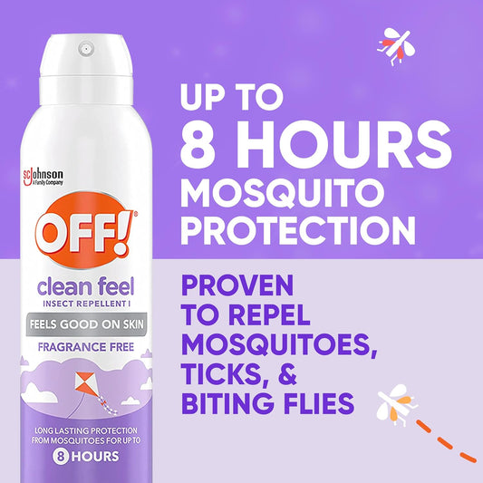 OFF! Clean Feel Insect Repellent Aerosol with 20% Picaridin - Long-Lasting Deet-Free Protection from Mosquitoes, Fragrance-Free Pest Control for Ticks & Flies, Camping, Bug Spray - 5 Oz (Pack of 2)