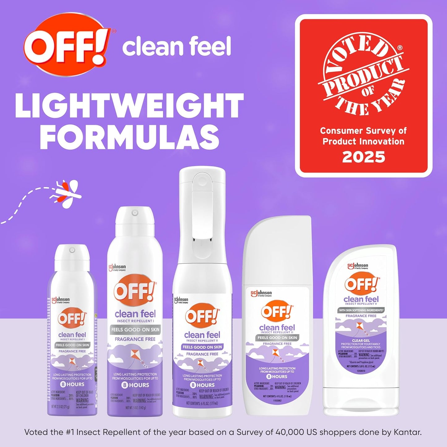 OFF! Clean Feel Insect Repellent Aerosol with 20% Picaridin - Long-Lasting Deet-Free Protection from Mosquitoes, Fragrance-Free Pest Control for Ticks & Flies, Camping, Bug Spray - 5 Oz (Pack of 2)