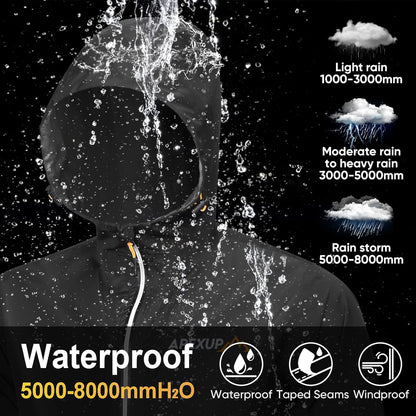 Packable Rain Jacket Men with Reflective Zipper, Lightweight Waterproof Raincoat, Mens Rain Jacket for Outdoor Sports