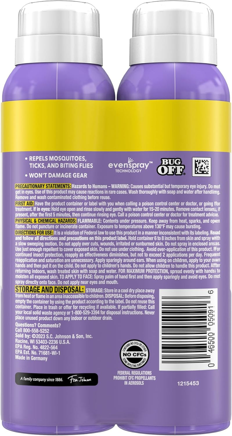 OFF! Clean Feel Insect Repellent Aerosol with 20% Picaridin - Long-Lasting Deet-Free Protection from Mosquitoes, Fragrance-Free Pest Control for Ticks & Flies, Camping, Bug Spray - 5 Oz (Pack of 2)