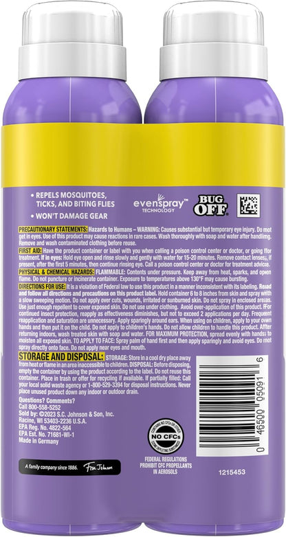 OFF! Clean Feel Insect Repellent Aerosol with 20% Picaridin - Long-Lasting Deet-Free Protection from Mosquitoes, Fragrance-Free Pest Control for Ticks & Flies, Camping, Bug Spray - 5 Oz (Pack of 2)