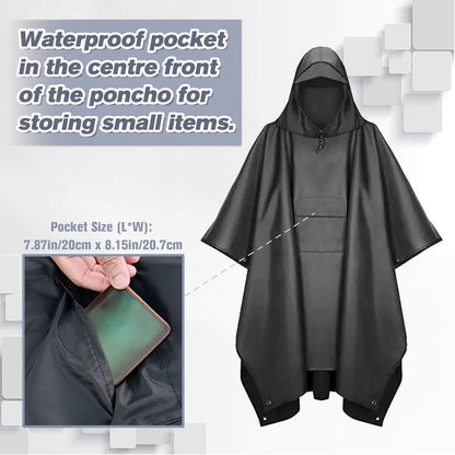 Rain Ponchos for Adults Women and Men, Waterproof Rain Coat Jacket with Hood, Pocket and Reflective Strip, Reusable Raincoat Unisex for Emergency Outdoor Camping Biking Hiking Climbing