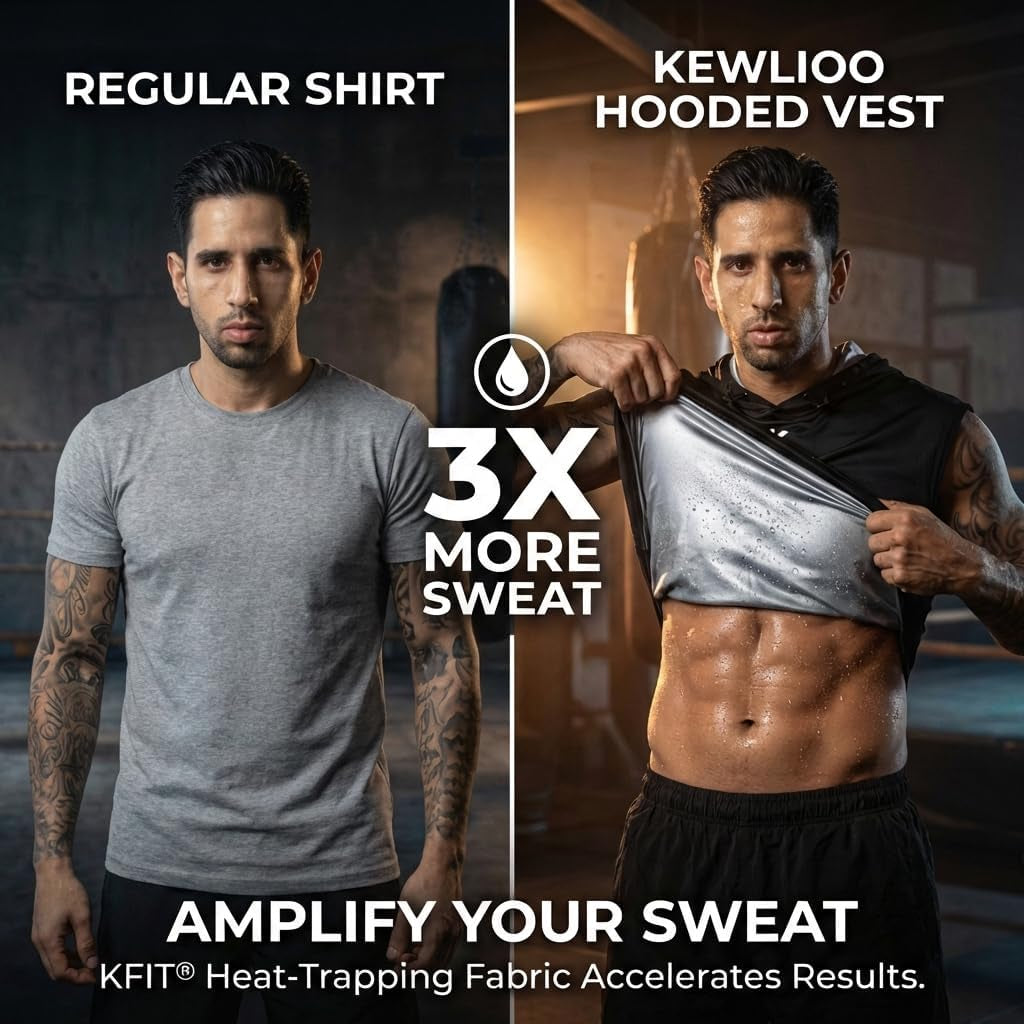 Sauna Shirt for Men Hoodie - Heat Trapping Sauna Suit Sweat Vest Hoodies, Sweat Suit Top for Fitness, Workouts