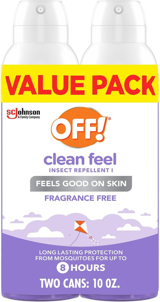 OFF! Clean Feel Insect Repellent Aerosol with 20% Picaridin - Long-Lasting Deet-Free Protection from Mosquitoes, Fragrance-Free Pest Control for Ticks & Flies, Camping, Bug Spray - 5 Oz (Pack of 2)