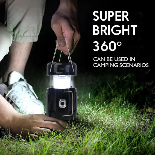 2024 Upgrade Solar Lantern Rechargeable Fan, Portable & Collapsible Lightweight LED Camping Lantern for Power Outages Flashlight Survival Kits for Outdoor Tent Emergency Essentials Cool Gifts for Men