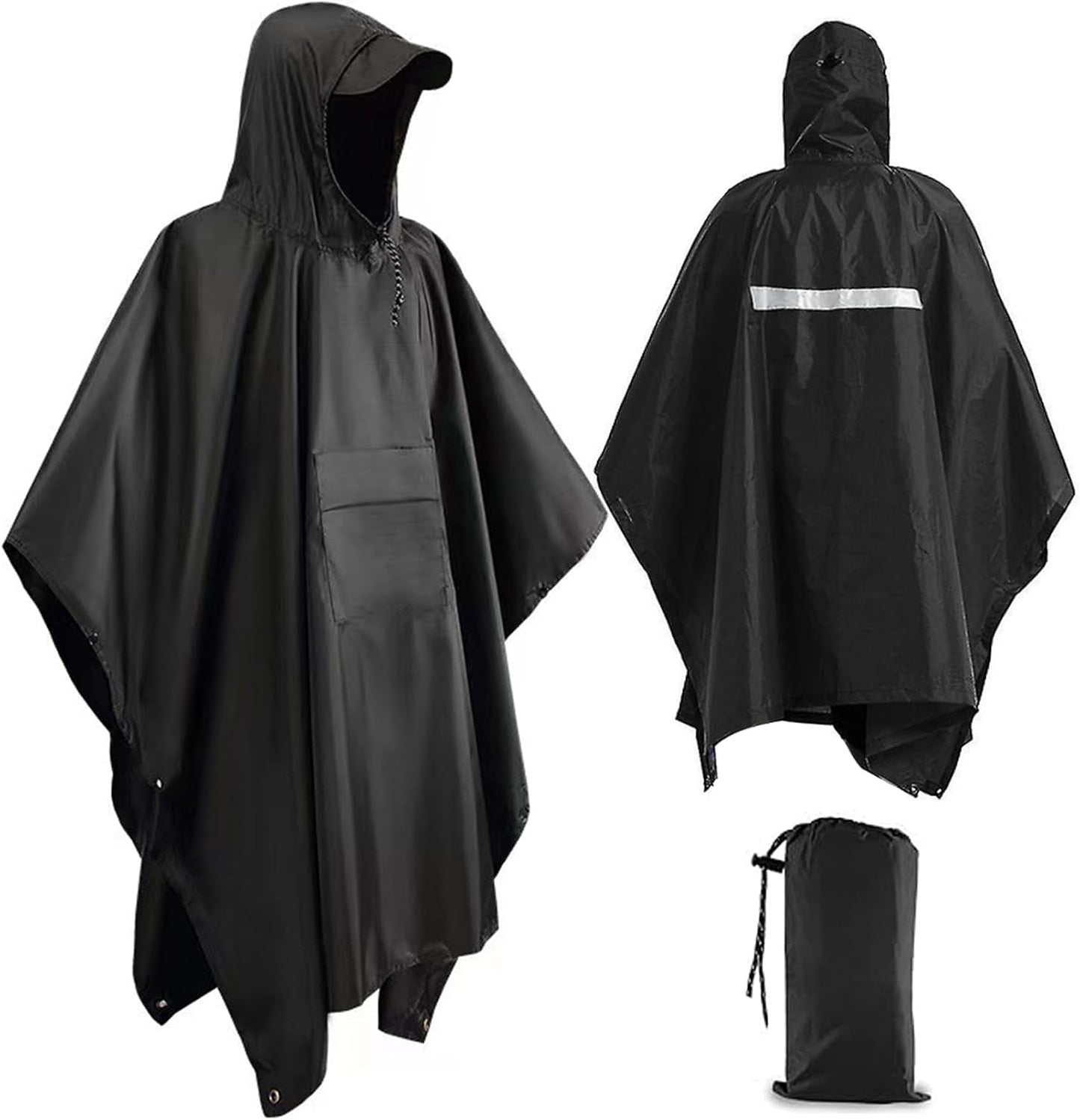 Rain Ponchos for Adults Women and Men, Waterproof Rain Coat Jacket with Hood, Pocket and Reflective Strip, Reusable Raincoat Unisex for Emergency Outdoor Camping Biking Hiking Climbing