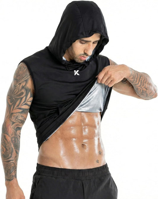Sauna Shirt for Men Hoodie - Heat Trapping Sauna Suit Sweat Vest Hoodies, Sweat Suit Top for Fitness, Workouts